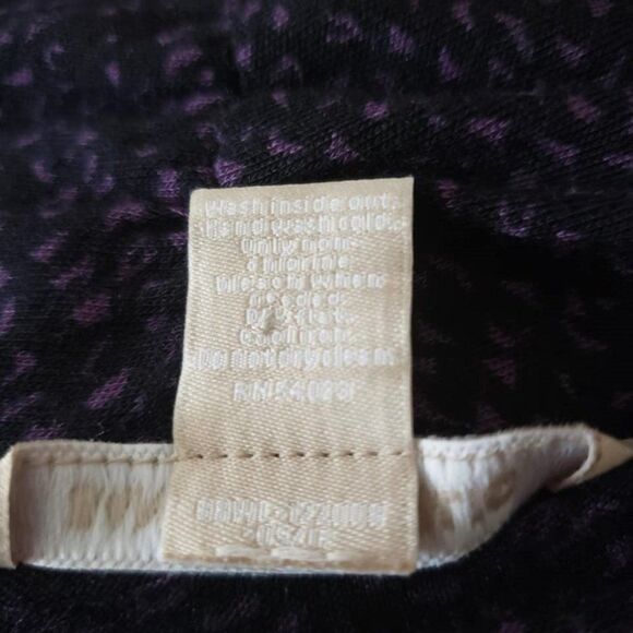 Banana Republic Black & Purple Geo Print Cowl Neck Split-Front Top Size Medium - Picture 8 of 10